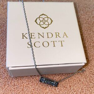 KENDRA SCOTT Leanor Silver Short Pendant Necklace in Platinum Drusy New …